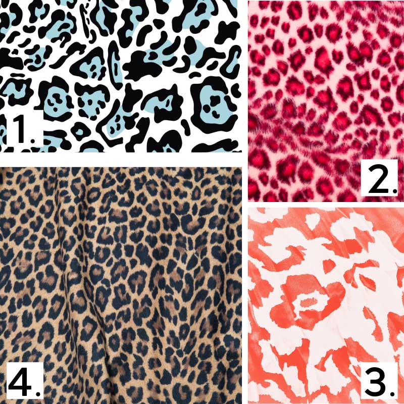 Stylised and colourful versions of animal print (1-3) are less versatile than traditional forms (4) when co-ordinating outfits in your wardrobe.