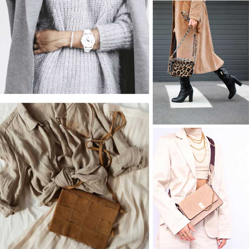 Add different textured garments and accessories to add interest to a tonal look, in a neutral palette.